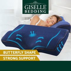 Giselle Bedding Memory Foam Contour Pillow Navy Free Delivery