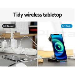 Devanti 3 in 1 Wireless Charger Holder 15W Fast Charging for Phone Airpod Watch