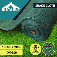 Instahut 50% Shade Cloth 1.83x20m Shadecloth Sail Heavy Duty Green