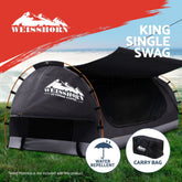 Weisshorn King Single Swag Camping Swags Canvas Free Standing Dome Tent Grey