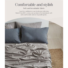 Cosy Club Cotton Bed Sheets Set Navy Grey Cover Double