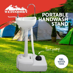 Weisshorn Camping Basin Portable Hand Wash Sink Stand 19L Capacity