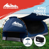 Weisshorn King Single Swag Camping Swags Canvas Free Standing Dome Tent Blue