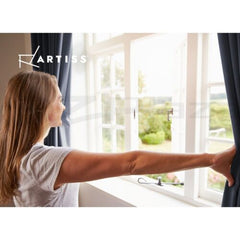 Artiss 2X Blockout Curtains Eyelet 300x230cm Charcoal Free Delivery