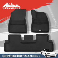 Weisshorn Car Rubber Floor Mats Compatible for Tesla Model 3 Front Rear