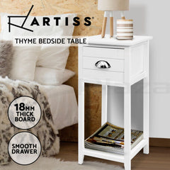 Artiss Bedside Table Vintage - THYME White