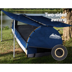 Weisshorn Double Swag Camping Swags Canvas Free Standing Dome Tent Dark Blue