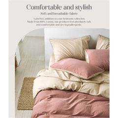 Cosy Club Cotton Cover Quilt Cover Set Vanilla Rhubarb Double