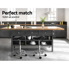 Artiss Salon Stool Saddle Swivel Chair Black