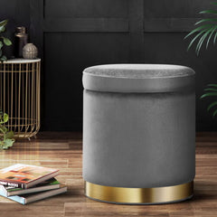 Artiss Ottoman Storage Foot Stool Round Free Delivery