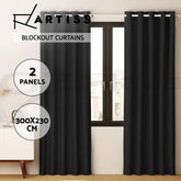 Artiss 2X Blockout Curtains Eyelet 300x230cm Black