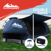 Weisshorn Double Swag Camping Swags Canvas Free Standing Dome Tent Dark Blue