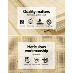 Artiss Rattan Bedside Table 2 Drawers Wood - RIE Oak