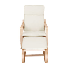 Artiss Rocking Armchair Footstool Bentwood Beige
