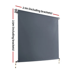 Instahut 2.1X2.5M Outdoor Blinds Awning Roll Down Canopy Retractable Outdoor Blinds Window Shade Grey