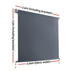 Instahut 2.4X2.5M Outdoor Blinds Awning Roll Down Canopy Retractable Outdoor Blinds Window Shade Grey