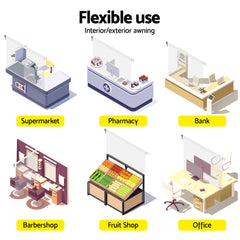 Instahut 1.3X2.4M Outdoor Blinds Clear Roll Down Awning Retractable Outdoor Blinds Water Wind Proof Transparent