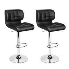 Artiss Set of 2 Bar Stools Gas Lift Leather Padded Stool Black
