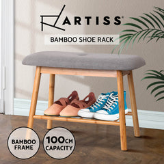 Artiss Shoe Rack Shoe Bench Fabric Seat 2 Pairs