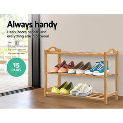 Artiss Shoe Rack Bamboo Storage 3-tier Free Delivery