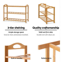 Artiss Shoe Rack Bamboo Storage 3-tier Free Delivery
