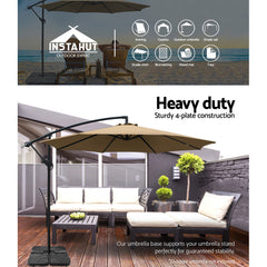 Instahut 50cm Outdoor Umbrella Base 4 Plates Stand Pod Cantilever