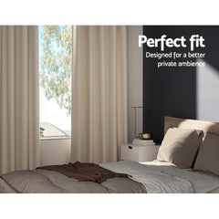 Artiss 2X Blockout Curtains Eyelet 300x230cm Beige Free Delivery