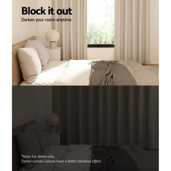 Artiss 2X Blockout Curtains Eyelet 300x230cm Beige Free Delivery