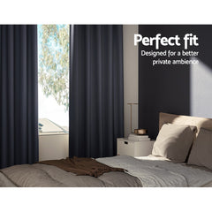 Artiss 2X Blockout Curtains Eyelet 300x230cm Charcoal Free Delivery