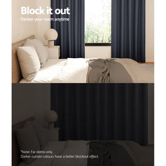 Artiss 2X Blockout Curtains Eyelet 300x230cm Charcoal Free Delivery