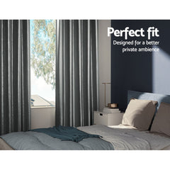 Artiss 2X Blockout Curtains Eyelet 300x230cm Grey Free Delivery