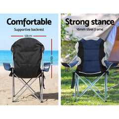 Weisshorn Camping Folding Chair Portable Outdoor Hiking Fishing Picnic Navy 2 Piece