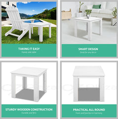 Gardeon Coffee Side Table Wooden Desk Outdoor Furniture Camping Garden White