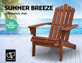 Gardeon Adirondack Outdoor Chairs Wooden Beach Chair Patio Furniture Garden Brown