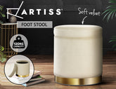 Artiss Ottoman Storage Foot Stool Round Velvet Cream