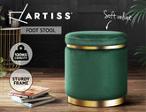 Artiss Ottoman Foot Stool Round Velvet Green