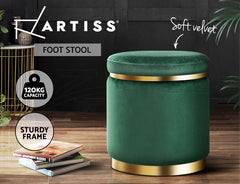 Artiss Ottoman Foot Stool Round Velvet Green