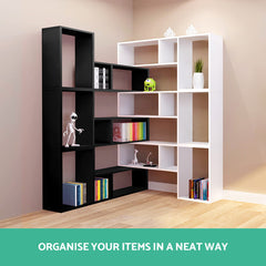 Artiss Bookshelf L Shape DIY - Black Free Delivery