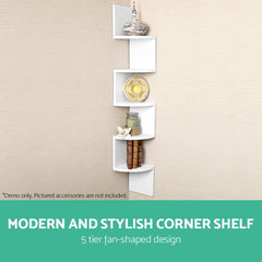 Artiss Wall Shelf Corner Floating 5-Tier White Free Delivery