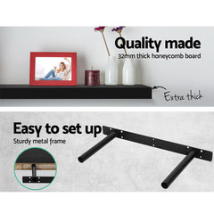 Artiss Floating Wall Shelf Set of 3 Black