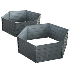 Green Fingers Set of 2 Garden Bed 130x130x46cm Planter Box Raised Container Galvanised