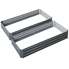 Green Fingers Set of 2 Garden Bed 210x90cm Planter Box Raised Container Galvanised Herb