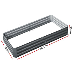 Green Fingers Set of 2 Garden Bed 210x90cm Planter Box Raised Container Galvanised Herb