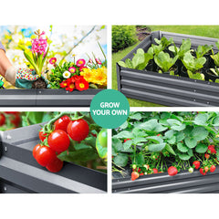 Green Fingers Set of 2 Garden Bed 210x90cm Planter Box Raised Container Galvanised Herb