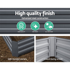 Green Fingers Set of 2 Garden Bed 210x90cm Planter Box Raised Container Galvanised Herb