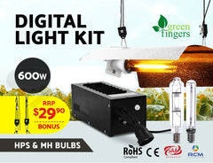Greenfingers Indoor Hydroponic Grow Light Kit 600W HPS MH Lamp Magnetic Ballast