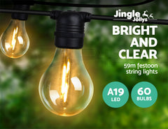 59m LED Festoon String Lights Outdoor Christmas Decorations Wedding Garden Party