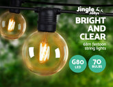 Jingle Jollys 68m LED Festoon Lights String Lighting LED Outdoor Garden Wedding