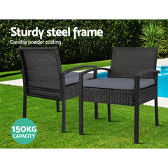 Gardeon 2PC Outdoor Dining Chairs Patio Furniture Rattan Lounge Chair Cushion Felix