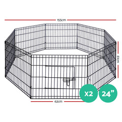 i.Pet 2x24" 8 Panel Dog Playpen Pet Fence Exercise Cage Enclosure Play Pen